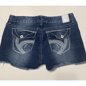 Ariya Jeans Shorts Size 11/12 Flap Pockets Stretch And Thick Stitching (I20)